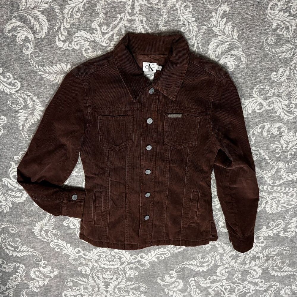 Vintage Calvin Klein Jeans Men's Brown Corduroy Bomber Jacket Size S